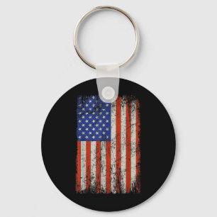 Vintage American Flag Memorial Day Veterans Key Ring
