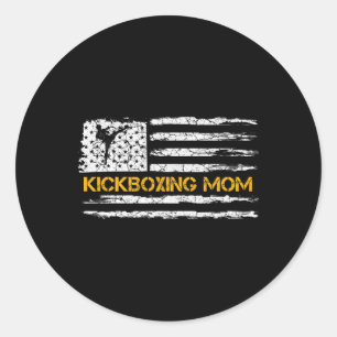 Vintage American Flag Mma Kickboxing Fighter Mom S Classic Round Sticker