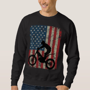 Vintage American Flag Motocross Motorcycle 4th Of Sweatshirt