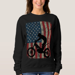 Vintage American Flag Motocross Motorcycle 4th Of  Sweatshirt