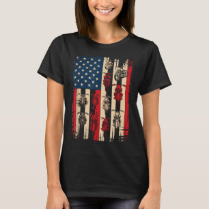 Vintage American Flag Motorcycle Biker Usa 4th Of T-Shirt