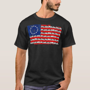 Vintage American Flag Motorcycle  T-Shirt