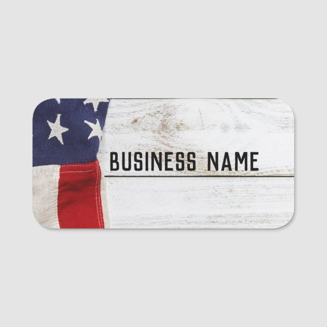 Vintage American Flag Name Tag (Front)