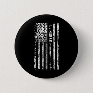 Vintage American Flag Nurse  6 Cm Round Badge