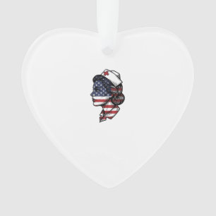 Vintage American Flag Nurse Profile Vector Design_ Ornament