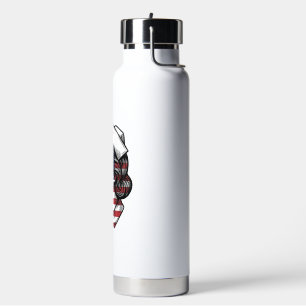 Vintage American Flag Nurse Profile Vector Design_ Water Bottle