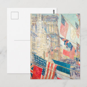 Vintage American Flag NYC 5th Ave Patriotic Art Postcard