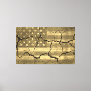 Vintage American Flag on Cracked Wall Canvas Print