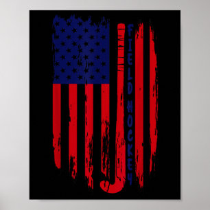 Vintage American Flag Patriotic Field Hockey Stick Poster
