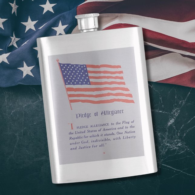 Vintage American Flag Pledge Of Allegiance Hip Flask (Creator Uploaded)
