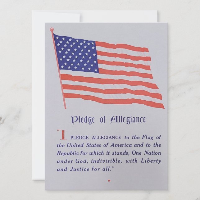 Vintage American Flag Pledge Of Allegiance Holiday Card (Front)
