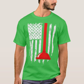 Vintage American Flag Plumber 4th of July Patrioti T-Shirt