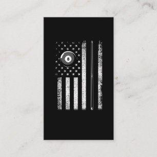 Vintage American Flag Pool Stick Billiards 8 Ball Business Card