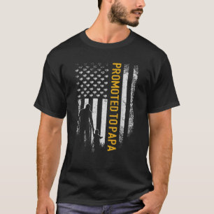 Vintage American Flag Promoted To Papa Funny Fathe T-Shirt