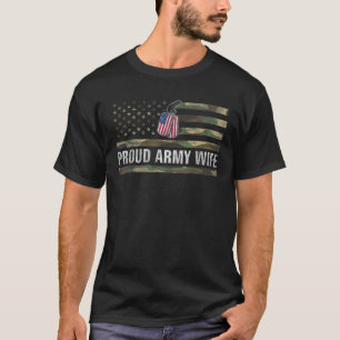 Vintage American Flag Proud Army Wife Veteran Day T-Shirt