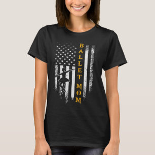 Vintage American Flag Proud Ballet Mum Ballerina S T-Shirt