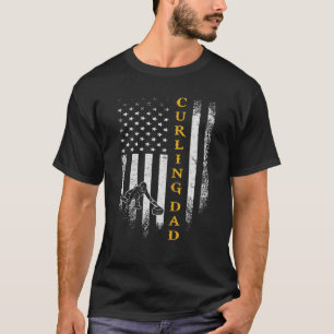 Vintage American Flag Proud Curling Dad Curler Sil T-Shirt