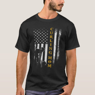 Vintage American Flag Proud Curling Mum Curler Sil T-Shirt