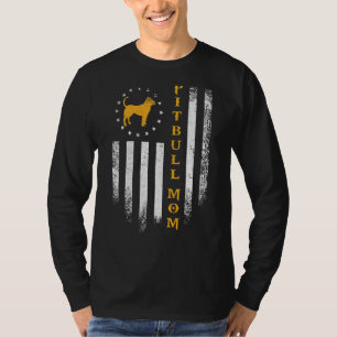 Vintage American Flag Proud Pitbull Mum Pittie Sil T-Shirt