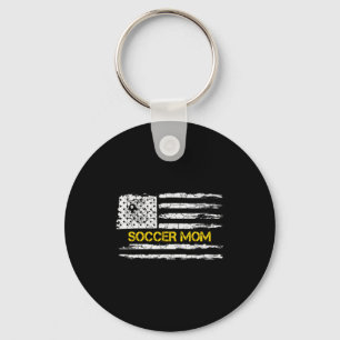 Vintage American Flag Proud Soccer Mom Football Si Key Ring