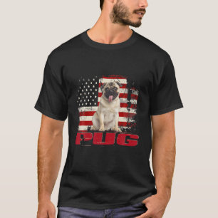 Vintage American Flag Pug Dog Lover T-Shirt