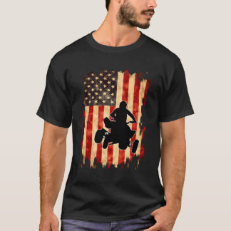 Vintage American Flag Quad Bike Four Wheeler Motob T-Shirt