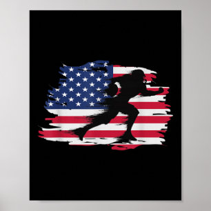 Vintage American Flag Quarterback Football Poster