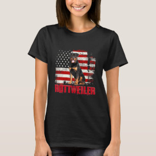 Vintage American Flag Rottweiler Dog T-Shirt