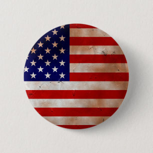 Vintage American Flag Round Button