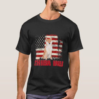 Vintage American Flag Shiba Inu Dog Lover T-Shirt