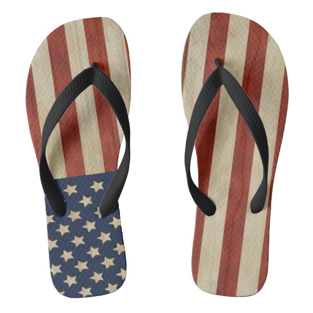 Vintage American Flag Simply American Jandals (Footbed)