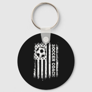 Vintage American Flag Soccer Coach Football Fans T Key Ring