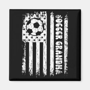 Vintage American Flag Soccer Grandma Football Fans Magnet