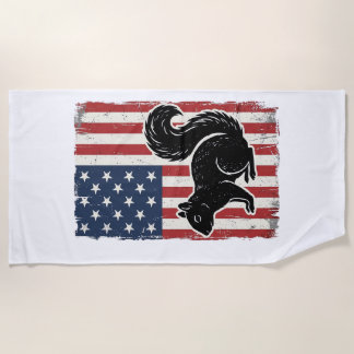 Vintage American Flag Squirrel Patriotic Shirt Des Beach Towel