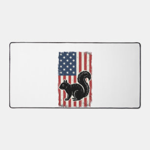 Vintage American Flag Squirrel Patriotic Shirt Des Desk Mat