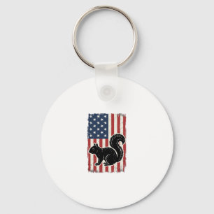 Vintage American Flag Squirrel Patriotic Shirt Des Key Ring
