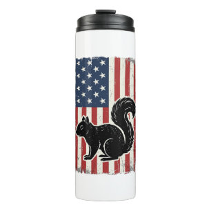 Vintage American Flag Squirrel Patriotic Shirt Des Thermal Tumbler
