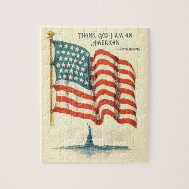 Vintage American Flag Statue of Liberty Jigsaw Puzzle (Vertical)