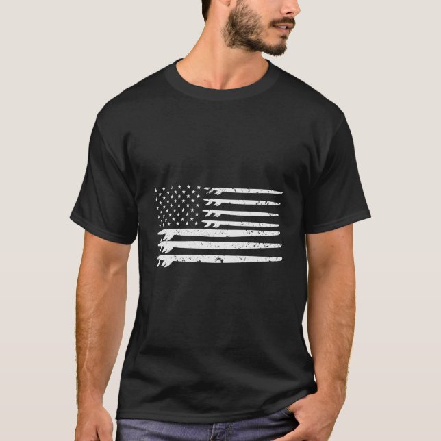Vintage American Flag Surfboard T-Shirt (Front)