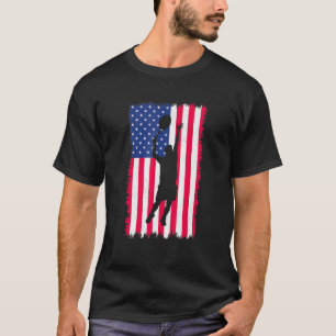 Vintage American Flag Tennis Player Silhouette Fan T-Shirt