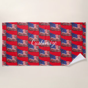 Vintage American Flag Thunder_Cove Beach Towel