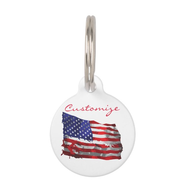 Vintage American Flag Thunder_Cove Pet Tag (Back)