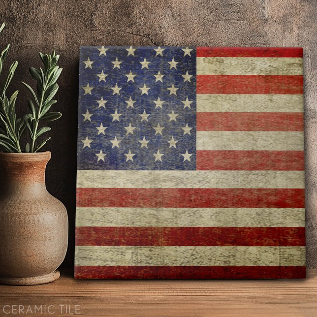 Vintage American Flag Tile (Custom Tile)