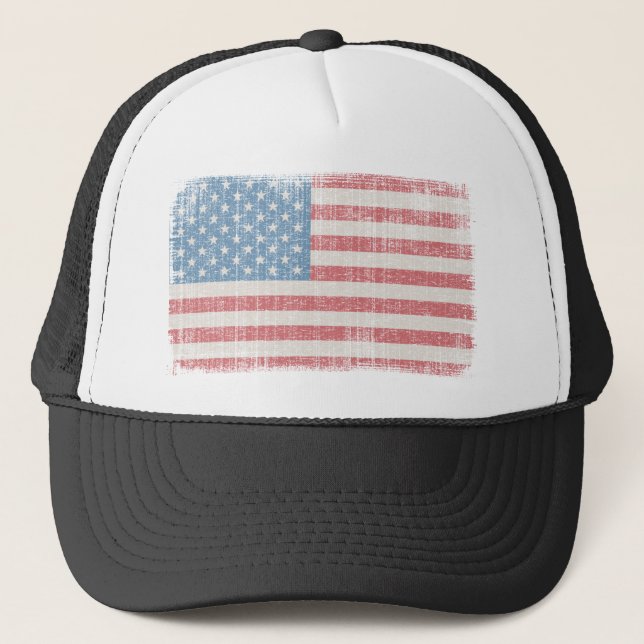 Vintage American Flag Trucker Hat (Front)