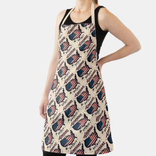 Vintage American Flag USA Map Distressed Art Apron