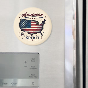 Vintage American Flag USA Map Distressed Art Magnet