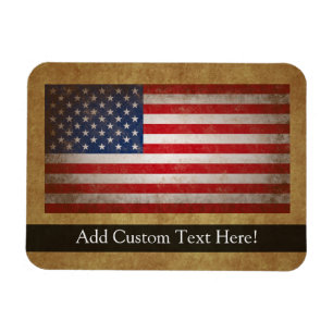 Vintage American Flag w/Custom Text Magnet