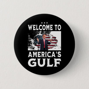 Vintage American Flag Welcome To America's Gulf 1 6 Cm Round Badge