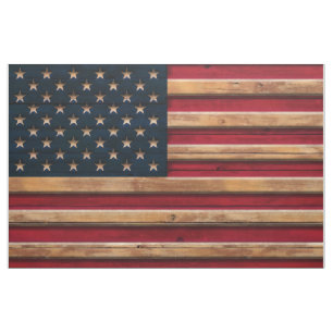 Vintage American Flag Wood Look Fabric