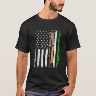 Vintage American Flag Woodworking St. Patricks Day T-Shirt